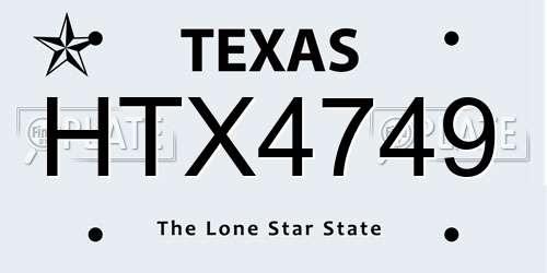 HTX4749 Texas License Plate