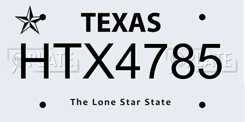 HTX4785 Texas License Plate