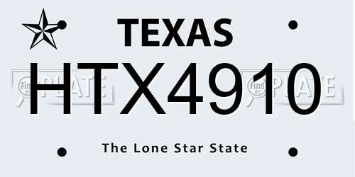 HTX4910 Texas License Plate