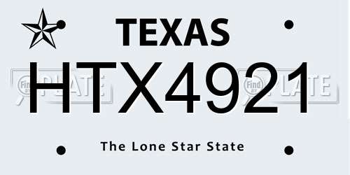 HTX4921 Texas License Plate