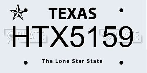 HTX5159 Texas License Plate