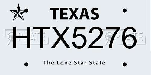HTX5276 Texas License Plate