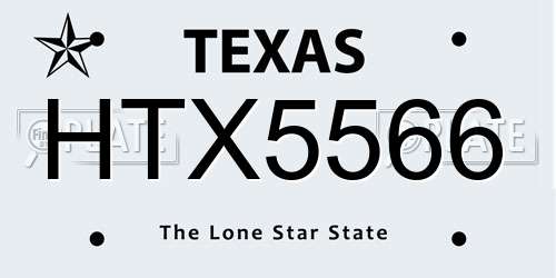 HTX5566 Texas License Plate