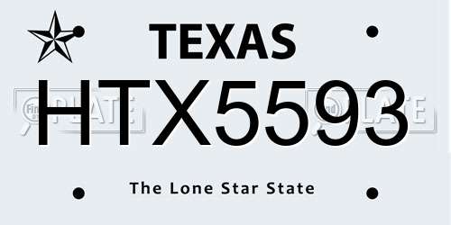 HTX5593 Texas License Plate