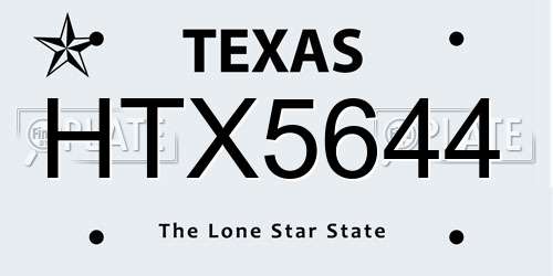 HTX5644 Texas License Plate