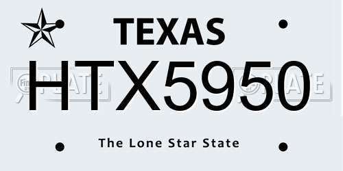 HTX5950 Texas License Plate