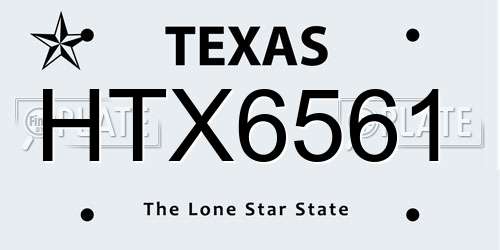 HTX6561 Texas License Plate