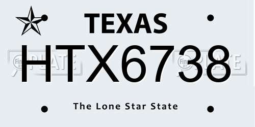 HTX6738 Texas License Plate