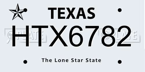HTX6782 Texas License Plate