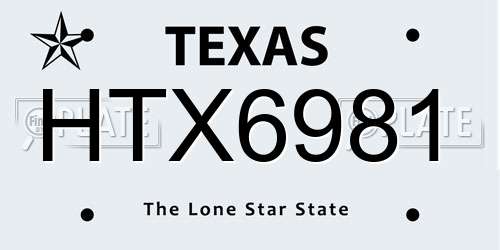 HTX6981 Texas License Plate