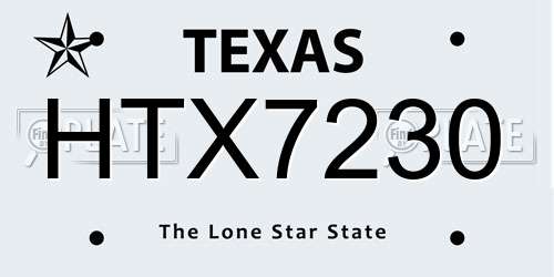 HTX7230 Texas License Plate