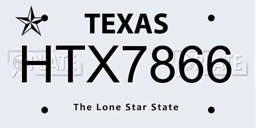 HTX7866 Texas License Plate