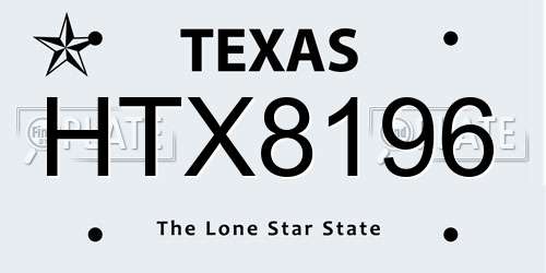 HTX8196 Texas License Plate