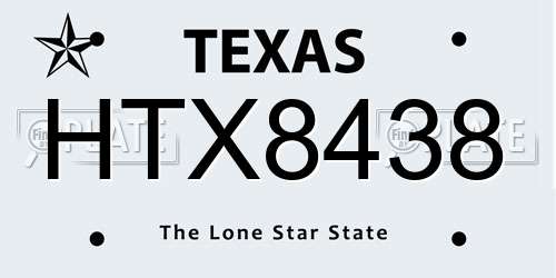 HTX8438 Texas License Plate
