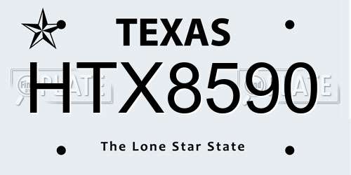 HTX8590 Texas License Plate