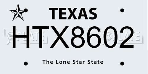 HTX8602 Texas License Plate
