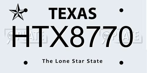 HTX8770 Texas License Plate