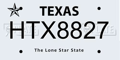 HTX8827 Texas License Plate