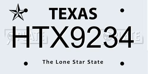 HTX9234 Texas License Plate