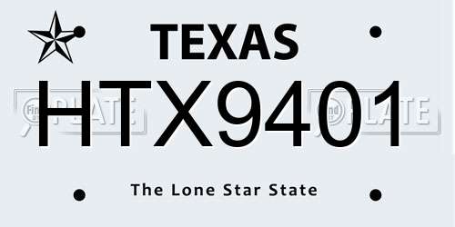 HTX9401 Texas License Plate