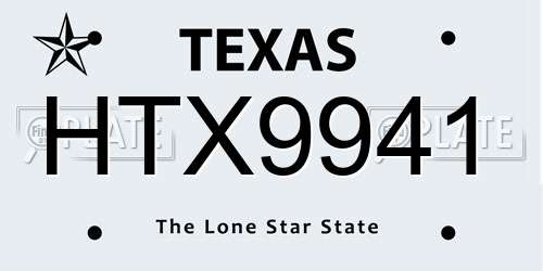 HTX9941 Texas License Plate