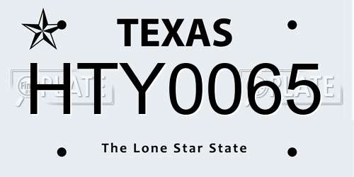 HTY0065 Texas License Plate