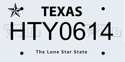 HTY0614 Texas License Plate