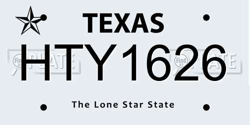 HTY1626 Texas License Plate