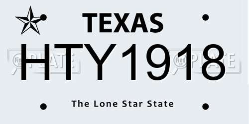HTY1918 Texas License Plate