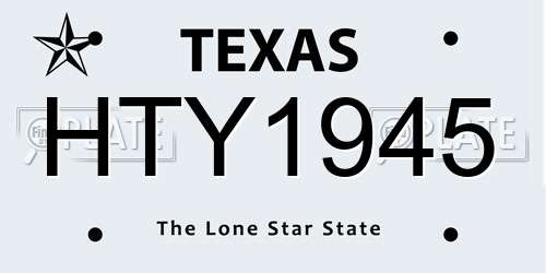 HTY1945 Texas License Plate