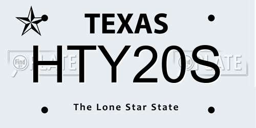 HTY20S Texas License Plate