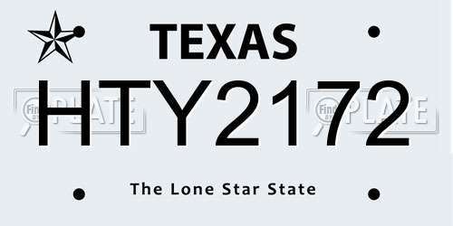 HTY2172 Texas License Plate
