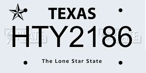 HTY2186 Texas License Plate