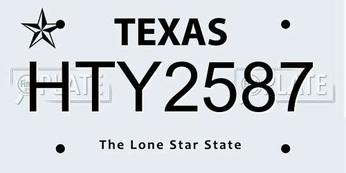 HTY2587 Texas License Plate