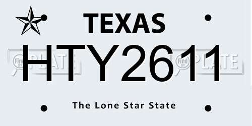 HTY2611 Texas License Plate