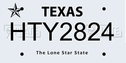 HTY2824 Texas License Plate