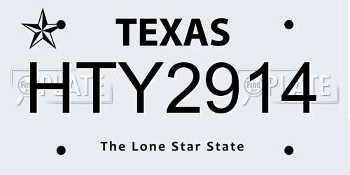 HTY2914 Texas License Plate
