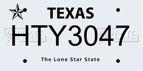 HTY3047 Texas License Plate