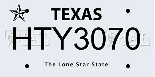HTY3070 Texas License Plate