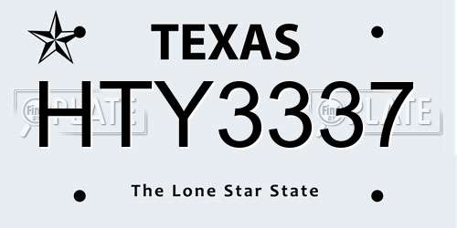 HTY3337 Texas License Plate