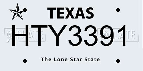 HTY3391 Texas License Plate