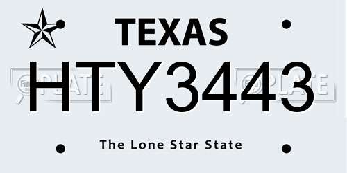 HTY3443 Texas License Plate