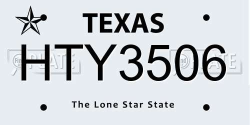 HTY3506 Texas License Plate