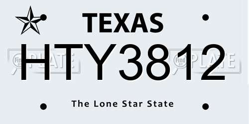 HTY3812 Texas License Plate