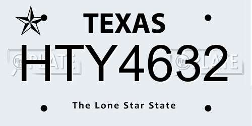 HTY4632 Texas License Plate
