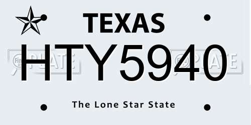 HTY5940 Texas License Plate