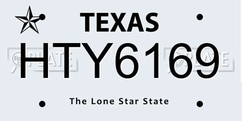 HTY6169 Texas License Plate
