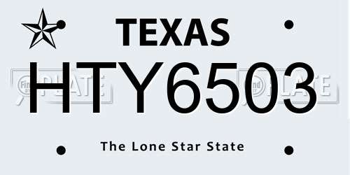 HTY6503 Texas License Plate