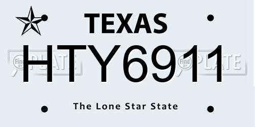 HTY6911 Texas License Plate