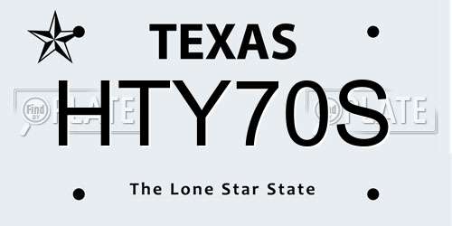 HTY70S Texas License Plate